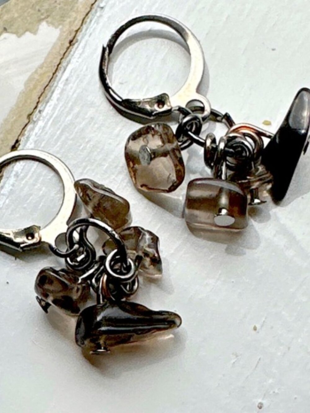 Alquimia Brown Organic Cluster smoky quartz earrings
